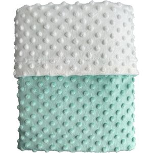 IL BAMBINI Wiegdeken Minky Luna - Baby dekentje - Knuffeldeken - 75 x 100 cm - Groen & Crème wit