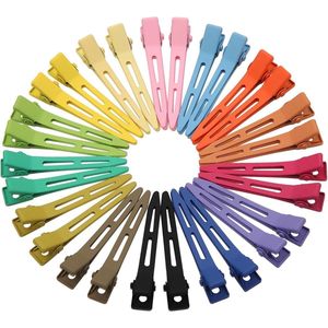Allecto plus - 30 stuks Pin Curl Clips voor Styling en Sectioning van Haar - Kleurrijke Haarclips voor Kappers en DIY - Alligator Curl Clips voor Vrouwen en Meisjes - Salon Bows in 15 Kleuren