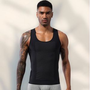 Chibaa - Mannen Compressie Sport Tanktop - Premium Corrigerend Hemd - Ondersteuning - Body Buik Shapewear - Body Shaper - Waist Trainer -  Zwart - X-Large