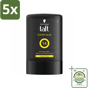 5 x Taft - Super Glue 14 - Styling Gel - Ultieme stevigheid - 300 ml - Grootverpakking - Super Glue Gel - Haartypen - Stevigheid - Fixatie - Styling Gel