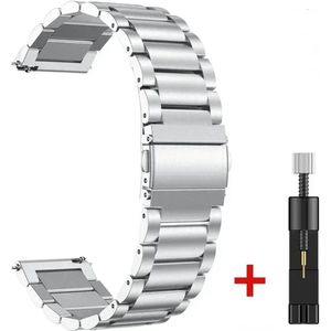 DrPhone ELITE - 20MM Metalen RVS Horlogeband - Perfecte Pasvorm - Inclusief aanpaskit - Universeel - Zilver