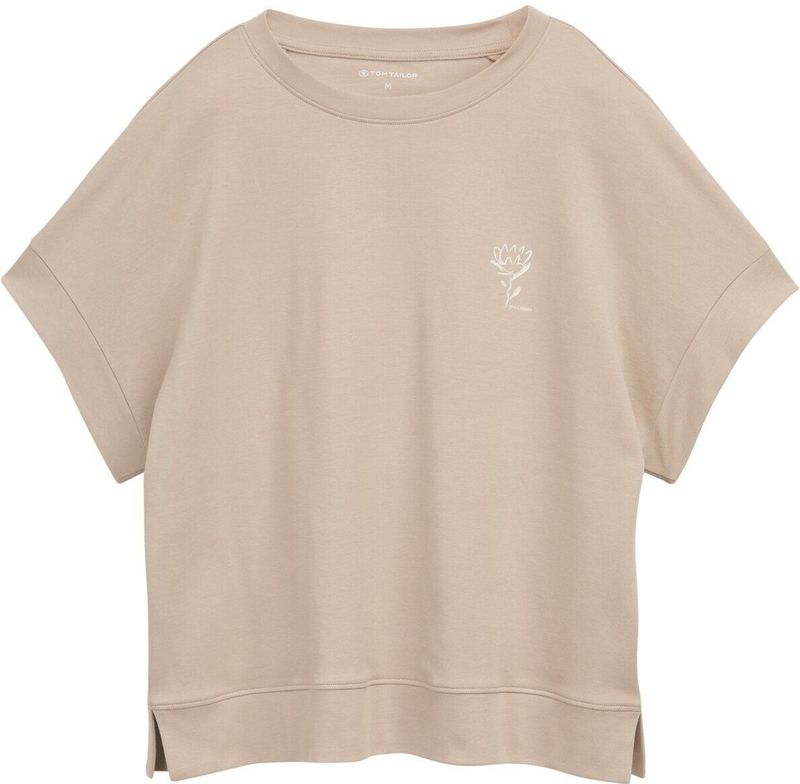 TOM TAILOR - Shirt - Taupe - Kwartmouw - Losse Pasvorm