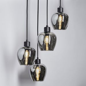 4-lichts hanglamp met smoke glas - Raleigh