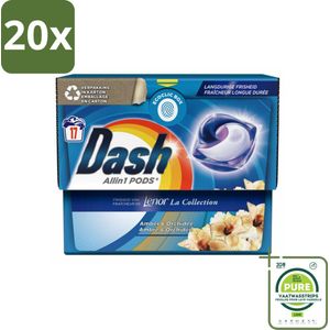 20 x Dash - Lenor Collectie - Wasmiddel Capsules - All-in-1 Pods - Witte en Gekleurde Was - Amber & Orchidee - 17 Wasbeurten - Grootverpakking - Wasmiddel Capsules - Lenor Geur - Waspoeder - Vlekkenverwijderaar - Wasverzachter