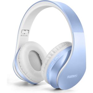 Tuinyo - Draadloze koptelefoon met microfoon - Over ear - 14 Uur speeltijd - Diepe bas - Hi-Fi Stereo geluid - comfortabele oorkussens - Inclusief reisetui - Lichtblauw - Compatibel met Playstation, XBOX, PC, Bluetooth