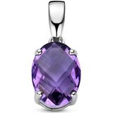 Zilver - Gerhodineerde Hanger - Amethist - 8x6 mm