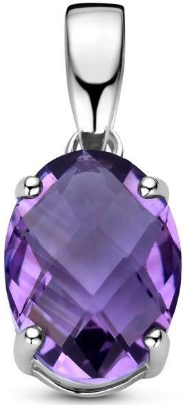Zilver - Gerhodineerde Hanger - Amethist - 8x6 mm