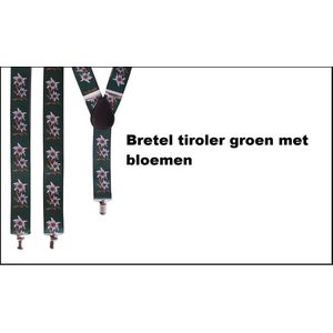 Bretel Tiroler groen met edelweissbloem - Oktoberfest |Tirol |Apres ski |festival| themafeest |bretels| bierfeest