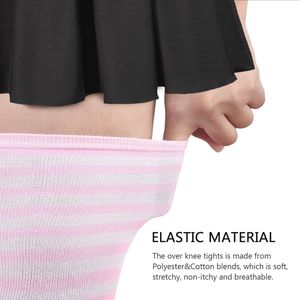 Extra Lange Dijkousen voor Dames - Gestreepte Overkniekousen en Katoenen Beenwarmers