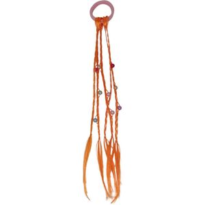 Jessidress Haar elastiekje met synthetishe haren en parels Haar Elastieken - Oranje