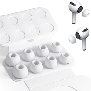 Allecto Plus - Reserveoordopjes met geluidsreductie voor AirPods Pro/AirPods Pro 2 - Set van 4 paar - Inclusief opbergdoos - Zacht siliconen - Antislip - Maten XS/S/M/L