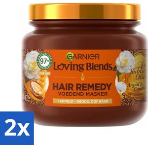 2 x Garnier - Loving Blends - Haarmasker - Argan & Cameliaolie - Droog & Dof Haar - 340 ml - Haar Masker - Argan Olie - Cameliaolie - Droog Haar - Dof Haar