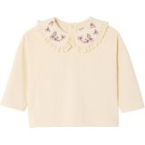 T-shirt - Ecru - Baby - Lange Mouwen - Geborduurde Kraag