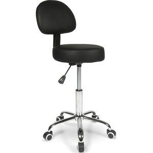 Dunimed Ergonomische Draaikruk Op Wielen – Verstelbare Bureaukruk – Ergonomische Werkkruk – Tabouret - Zadelstoel - Zadelkruk met Rugleuning - Tot 150kg - Zwart