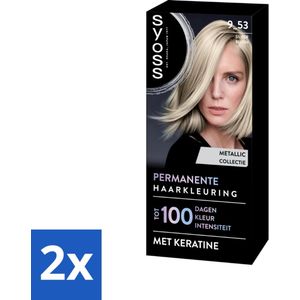 2 x SYOSS - Coloration 9-53 Silver Blush - Haarverf - Grijsdekking - Vermindert Haarbreuk - Permanente Haarkleuring - Haarkleur - SYOSS - Grijsdekking - Keratine