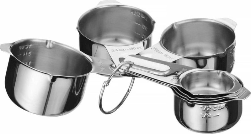 Hendi Set van 7 roestvrijstalen maatbekers - stapelbaar en vaatwasmachinebestendig