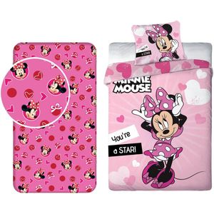 Dekbedovertrek - Minnie Mouse - Roze - Microvezel en Katoen