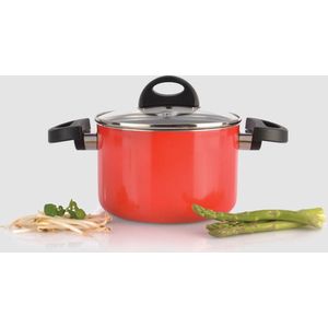 Kookpot met deksel rood 16 cm