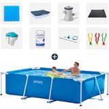 Intex zwembad - Complete set - 260x160x65 cm - Inclusief dobeno zwembadtegels - Afdekzeil - Filterpomp - Solarmat - Chloordrijver+thermometer - Chloortabletten - Onderhoudsset - Duikspeelgoed