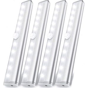 4 Stuks - Led verlichting met bewegingssensor - Kastverlichting - Op Batterijen- Trapverlichting - Keukenverlichting - 20CM - Sensorlicht