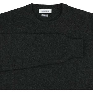Osborne Knitwear Trui met ronde hals - Geelong wol - Charcoal - 3XL