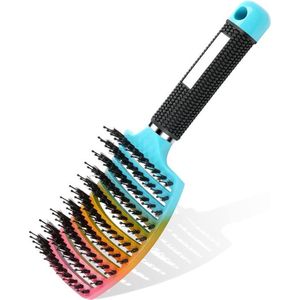 PolkaHome Haarborstel, Zwijnenhaar-peddel-haarborstel Voor Vrouwen, Zachte Massage-haarkam, Ontwarren Haarborstel Voor Lang Dik Krullend Haar