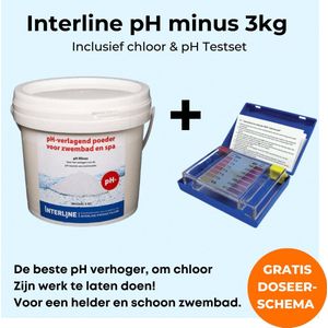 Interline pH minus 3kg - Inclusief chloor en pH Testset- pH plus voor zwembad - Verhogen pH waarde - Inclusief doseerschema