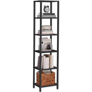 Boekenkast - Boekenkast industrieel - Boekenkastje - Boekenrek - 6 Lagen - Boekenkasten Zwart - IN.HOMEXL - Zents - 38x27x165 cm