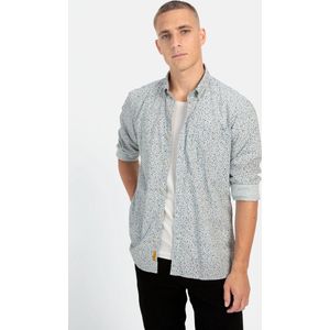 camel active Lange mouw shirt met minimal print - Maat menswear-L - Wit-Blauw