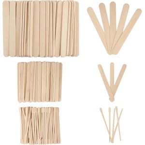300 houten spatels voor ontharing en knutselen in 3 maten