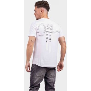 Off The Pitch Dotted Fullstop Slim Fit T-Shirt Heren Wit - Maat: M