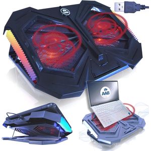 Gaming Laptop Cooler met 2 Ventilatoren en Rood Achterlicht - Verstelbare Koelpad voor Laptops