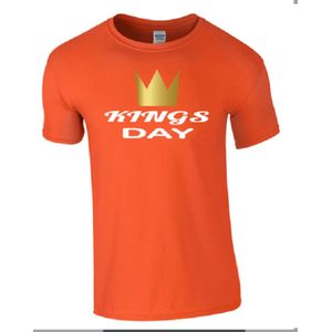 Koningsdag T-shirt Heren Kingsday Oranje Goud Medium