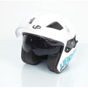 casque up pour moto up taille m voorstad wit glanzend blauw neuf