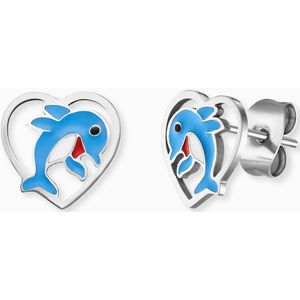 Engelsrufer Kinderoorstekers roestvrij staal dolfijn met emaille