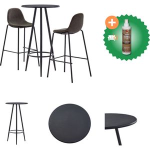 vidaXL 3-delige Barset stof donkergrijs - Set tafel en stoelen - Inclusief Houtreiniger en verfrisser
