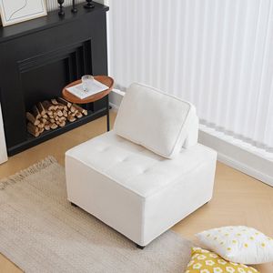 KOMHTOM Loveseat Individuele rechte bank modulaire bank 1 persoon gesplitste bank Teddy fleece Wit