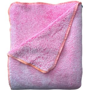BINK Bedding - Roze - Fuchsia - wiegdeken - omslagdoek - Summer collection - Deken - 75x100cm - 100% Microfiber - Dubbelzijdige Teddy - Neon Oranje Rand