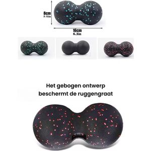 Peanut ball | Dubbele bal | Pinda-vorm | Spierontspanning | Triggerpoints | Rug & nek | Diepe massage | Fysiotherapie | Zelfmassage | Compact | Verbeterde doorbloeding |