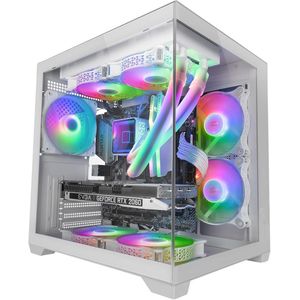 MicroATX Gaming Behuizing met Dubbel Frameloos Glas en 240mm Vloeistofkoeling