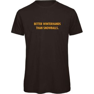 Better winterhands than snowballs wintersport t-shirt Zwart XXL - okergeel - soBAD. | Foute apres ski outfit | kleding | verkleedkleren | wintersport t-shirt | wintersport dames en heren