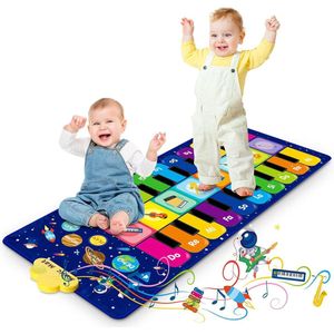 Pianomuziek Dansmat, Pianomat voor peuters, speelmat met muziek, Babymuziekmat Speelmat Toetsenbordmat met 8 instrumenten en 20 toetsen, speelgoed Cadeaus voor jongens Meisjes 1 2 3 4 5 jaar oud, 120 x 48 cm