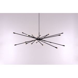 Hanglamp Designlamp Barco Mikado - mat zwart stangen - 20xG9 - videlamp eettafel - verstelbaar