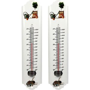Set van 2x metalen thermometer voor buiten en binnen 30 cm