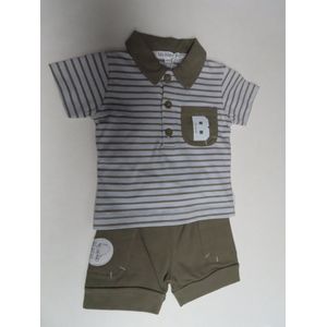 Ensemble - Jongens - Polo + shortje - grijst /taupe - 6 maand 68
