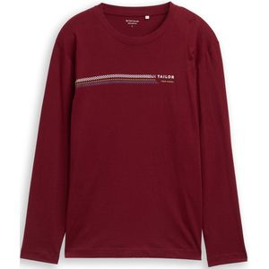 TOM TAILOR T-shirt met lange mouwen voor heren, 14155 - Cabarnet Bordeaux Red, XXL