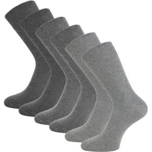 6 paar Katoenen Diabetessokken - Drukvrije boord - Naadloos - Dames/Heren - Grijs mix - Maat 35-38
