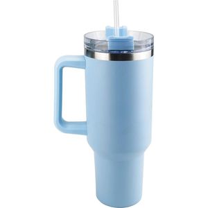 Home & Marker - Drinkbeker met Rietje - Thermosbeker - Thermosfles - Thermobeker - Thermofles - Travel Mug - Blauw - 1,2 L - HIPYSIP