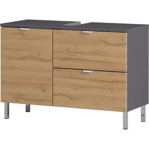 Wastafelkast June Antraciet Eiken - MDF - Breedte 80 cm - Hoogte 56 cm - Diepte 34 cm