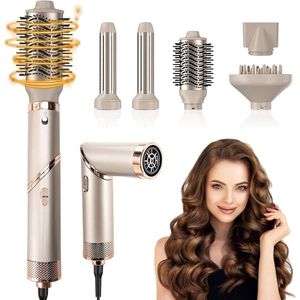 5-in-1 föhnborstel, 1000W airstyler, föhn, aircurler, thermische borstel, haarstyler met 5 accessoires, 3 temperaturen, stijlborstel voor drogen, krullen en stijlen